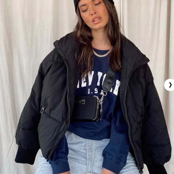 Princess Polly Abe puffer jacket black Size S/M - Picture 2 of 3